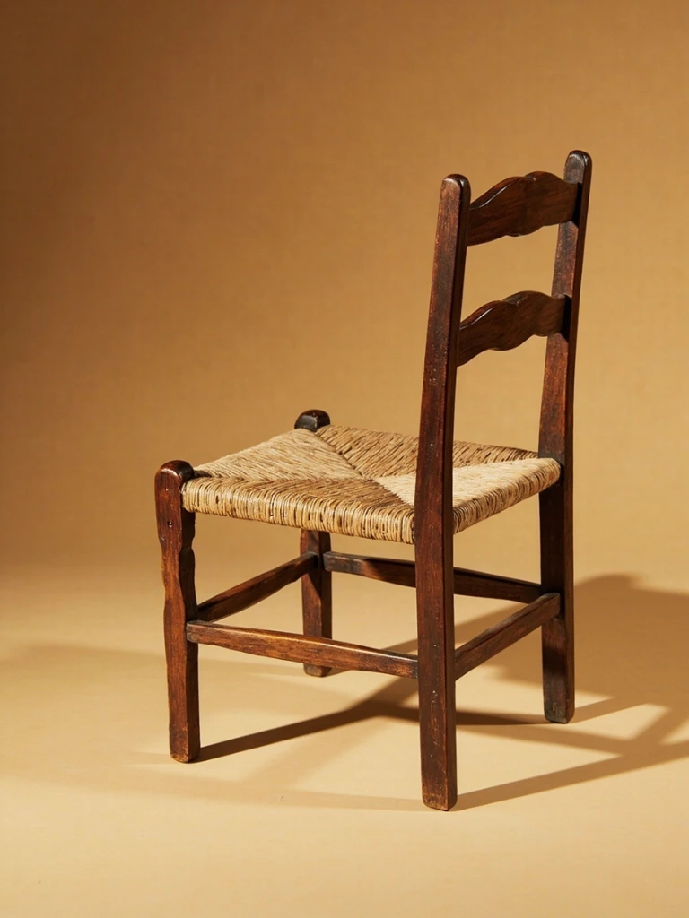 Pennsylvania walnut country side chair with rush seat
